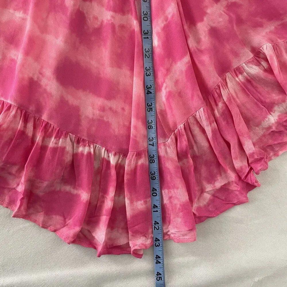 Torrid Cold Shoulder Ruffle Tie Dye Midi Dress Pink Rayon Women Size 3X - Picture 12 of 13